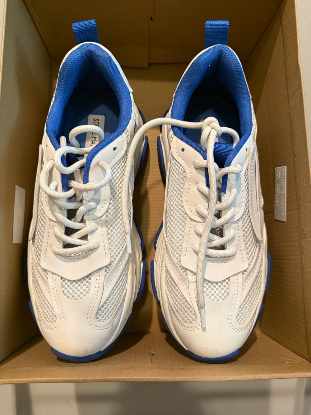 Steve Madden White and Blue Athletic Sneakers
